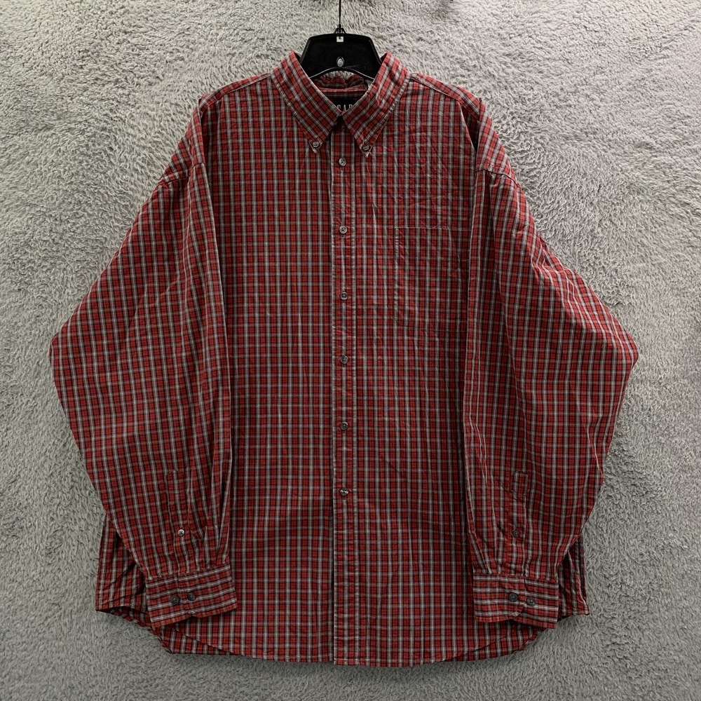 Vintage Gap Shirt Mens Size XXL Button Up Plaid Red Gray